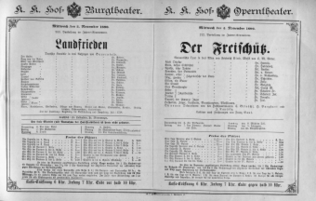 Theaterzettel (Oper und Burgtheater in Wien) 18901105 Seite: 1