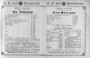 Theaterzettel (Oper und Burgtheater in Wien) 18901107 Seite: 1