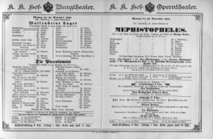 Theaterzettel (Oper und Burgtheater in Wien) 18901110 Seite: 1