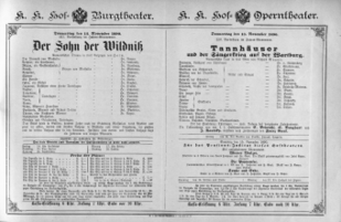Theaterzettel (Oper und Burgtheater in Wien) 18901113 Seite: 1