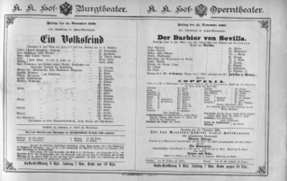 Theaterzettel (Oper und Burgtheater in Wien) 18901114 Seite: 1