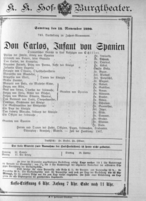 Theaterzettel (Oper und Burgtheater in Wien) 18901115 Seite: 1