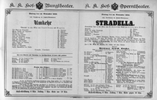 Theaterzettel (Oper und Burgtheater in Wien) 18901118 Seite: 1