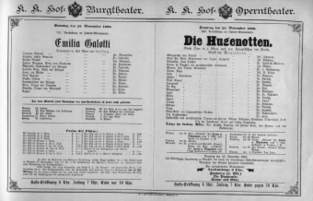 Theaterzettel (Oper und Burgtheater in Wien) 18901123 Seite: 1