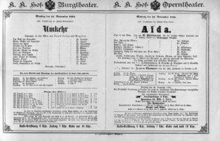 Theaterzettel (Oper und Burgtheater in Wien) 18901124 Seite: 1