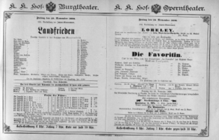 Theaterzettel (Oper und Burgtheater in Wien) 18901128 Seite: 1