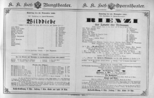 Theaterzettel (Oper und Burgtheater in Wien) 18901129 Seite: 1
