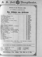 Theaterzettel (Oper und Burgtheater in Wien) 18901130 Seite: 1