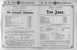Theaterzettel (Oper und Burgtheater in Wien) 18901201 Seite: 1