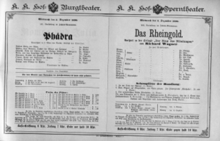 Theaterzettel (Oper und Burgtheater in Wien) 18901203 Seite: 1