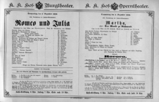 Theaterzettel (Oper und Burgtheater in Wien) 18901204 Seite: 1