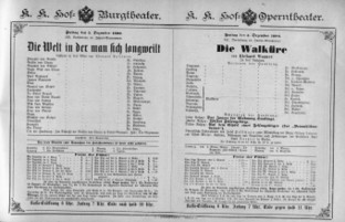Theaterzettel (Oper und Burgtheater in Wien) 18901205 Seite: 1
