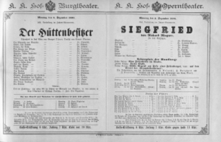 Theaterzettel (Oper und Burgtheater in Wien) 18901208 Seite: 1