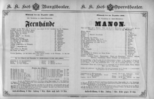 Theaterzettel (Oper und Burgtheater in Wien) 18901210 Seite: 1