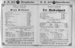 Theaterzettel (Oper und Burgtheater in Wien) 18901212 Seite: 1