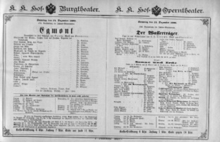 Theaterzettel (Oper und Burgtheater in Wien) 18901214 Seite: 1