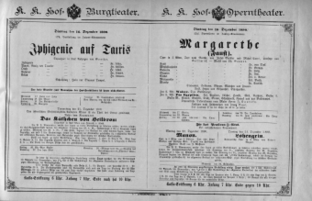 Theaterzettel (Oper und Burgtheater in Wien) 18901216 Seite: 1