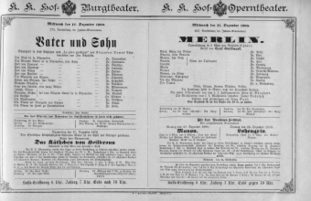 Theaterzettel (Oper und Burgtheater in Wien) 18901217 Seite: 1