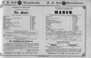Theaterzettel (Oper und Burgtheater in Wien) 18901218 Seite: 1