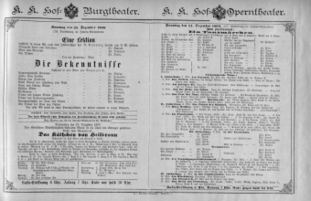 Theaterzettel (Oper und Burgtheater in Wien) 18901221 Seite: 1