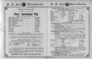 Theaterzettel (Oper und Burgtheater in Wien) 18901230 Seite: 1