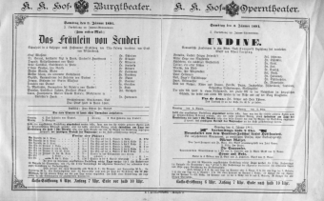 Theaterzettel (Oper und Burgtheater in Wien) 18910103 Seite: 1