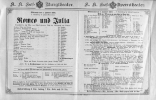 Theaterzettel (Oper und Burgtheater in Wien) 18910107 Seite: 1