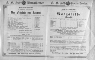 Theaterzettel (Oper und Burgtheater in Wien) 18910109 Seite: 1