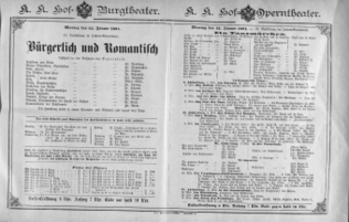 Theaterzettel (Oper und Burgtheater in Wien) 18910112 Seite: 1
