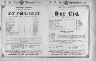 Theaterzettel (Oper und Burgtheater in Wien) 18910114 Seite: 1