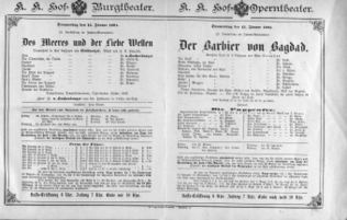 Theaterzettel (Oper und Burgtheater in Wien) 18910115 Seite: 1