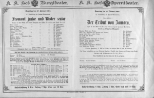 Theaterzettel (Oper und Burgtheater in Wien) 18910117 Seite: 1