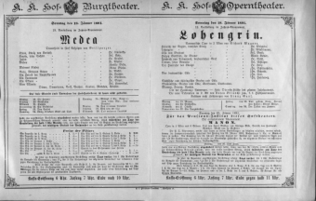 Theaterzettel (Oper und Burgtheater in Wien) 18910118 Seite: 1