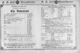Theaterzettel (Oper und Burgtheater in Wien) 18910122 Seite: 1