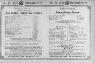Theaterzettel (Oper und Burgtheater in Wien) 18910123 Seite: 1