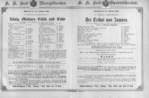 Theaterzettel (Oper und Burgtheater in Wien) 18910124 Seite: 1