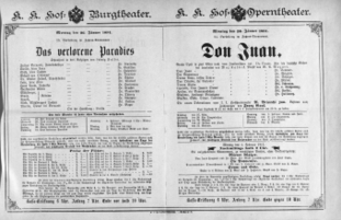 Theaterzettel (Oper und Burgtheater in Wien) 18910126 Seite: 1