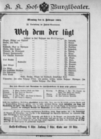 Theaterzettel (Oper und Burgtheater in Wien) 18910202 Seite: 1