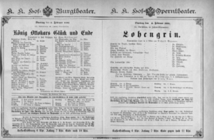 Theaterzettel (Oper und Burgtheater in Wien) 18910203 Seite: 1