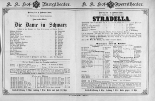Theaterzettel (Oper und Burgtheater in Wien) 18910206 Seite: 1