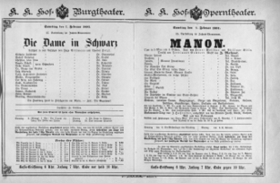 Theaterzettel (Oper und Burgtheater in Wien) 18910207 Seite: 1