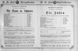 Theaterzettel (Oper und Burgtheater in Wien) 18910212 Seite: 1