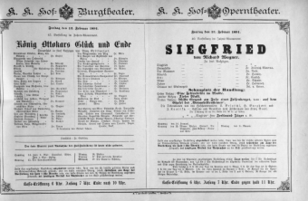 Theaterzettel (Oper und Burgtheater in Wien) 18910213 Seite: 1