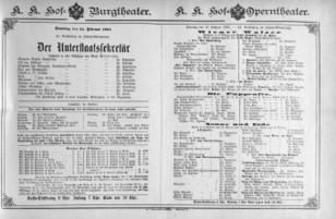 Theaterzettel (Oper und Burgtheater in Wien) 18910215 Seite: 1