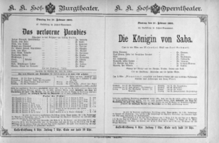 Theaterzettel (Oper und Burgtheater in Wien) 18910217 Seite: 1