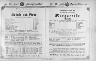 Theaterzettel (Oper und Burgtheater in Wien) 18910222 Seite: 1
