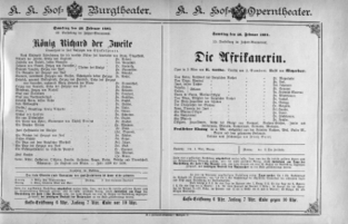 Theaterzettel (Oper und Burgtheater in Wien) 18910228 Seite: 1
