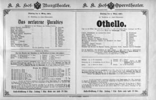Theaterzettel (Oper und Burgtheater in Wien) 18910303 Seite: 1