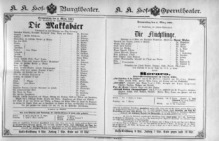 Theaterzettel (Oper und Burgtheater in Wien) 18910305 Seite: 1