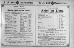 Theaterzettel (Oper und Burgtheater in Wien) 18910306 Seite: 1